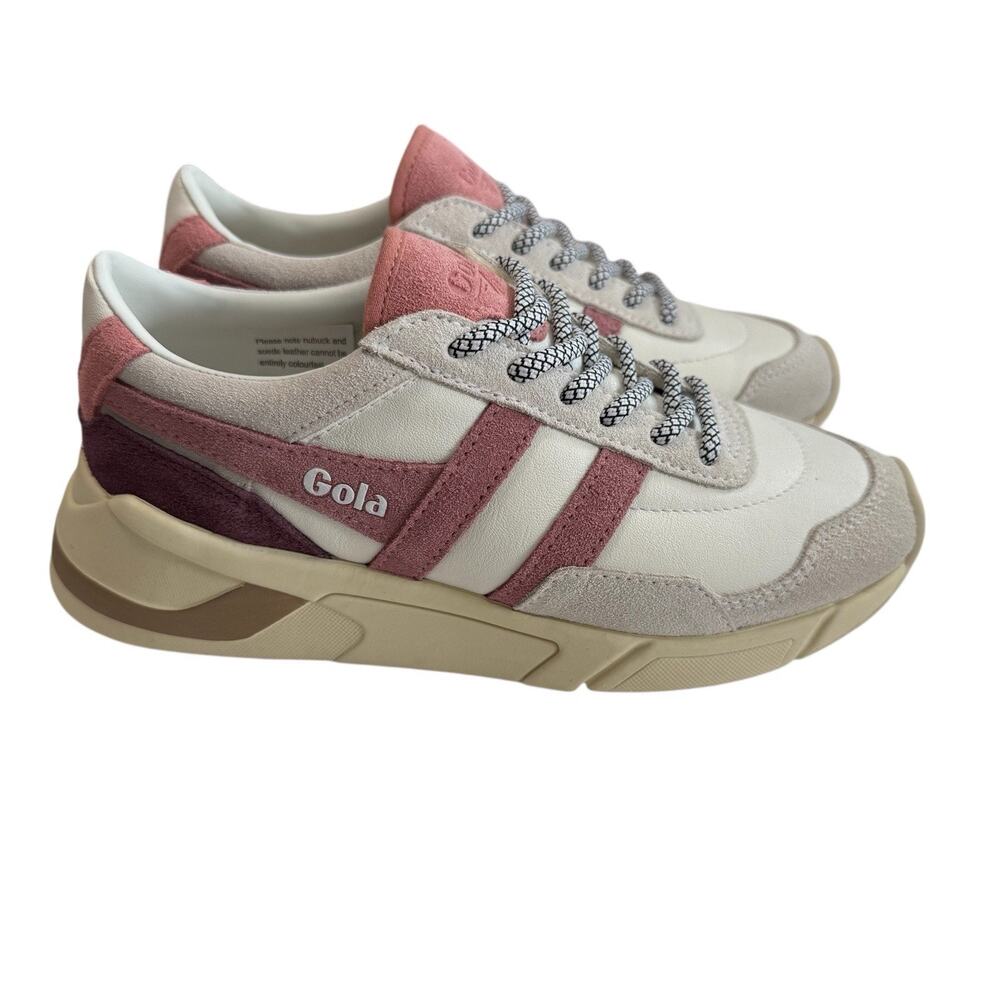 Gola Eclipse Pure Women White dusty rose Pink Lace Up Sneakers Shoes SZ/5 - Picture 8 of 14